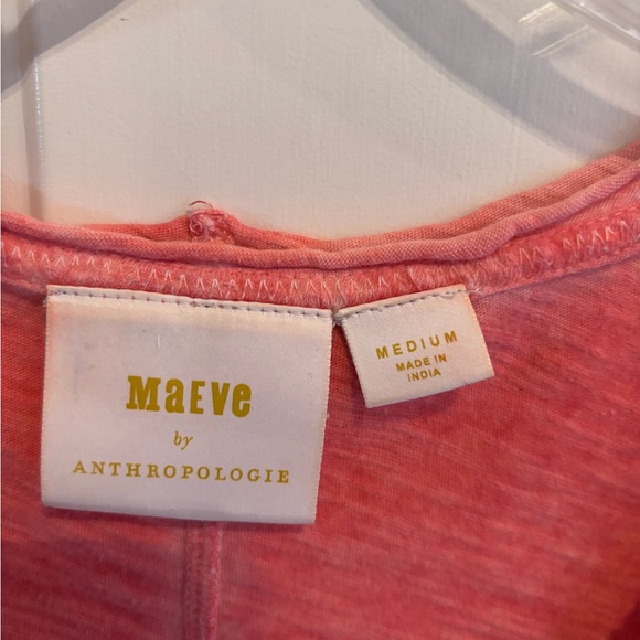 Anthropologie Maeve Bright Coral Short Sleeve Top - Picture 3 of 8